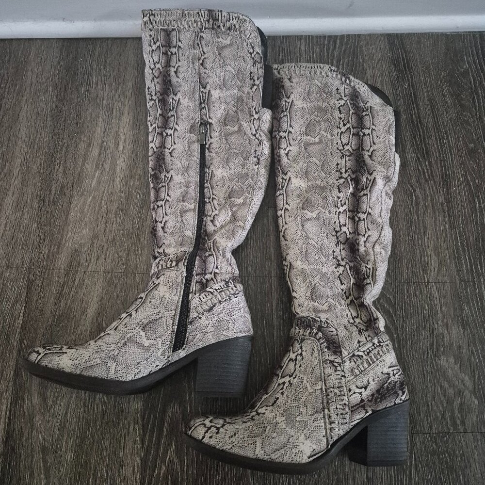 Dolly Parton Snakeskin Cowgirl Knee-High Boots